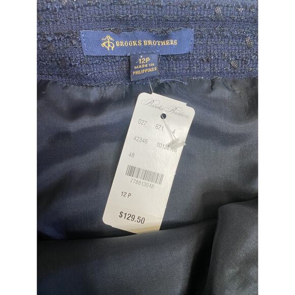 Brooks Brothers Size 12P Pencil Skirt NEW Blue Tweed Office Academia Preppy Mini - Picture 6 of 9